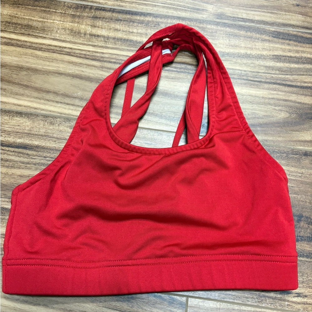 Varsity spirit, red sports cheer dance bra, size small